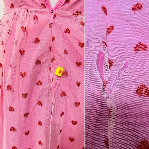 Betsey Johnson Classically Pink Heart Dress Size 4 Valentine's Red Glitter NEW - Picture 16 of 16